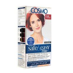 Cosmo Cosmetics Safe & Easy Cream No Ammonia Permanent Hair Color Kit In Plum Red 66
