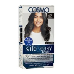 Cosmo Cosmetics Safe & Easy Cream No Ammonia Permanent Hair Color Kit Dark Brown 30