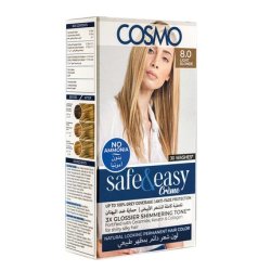 Cosmo Cosmetics Safe & Easy Cream No Ammonia Permanent Hair Color Kit Light Blonde 80