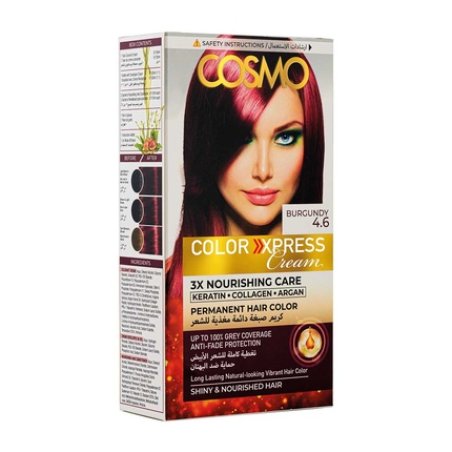 Cosmo Cosmetics Color Express Permanent Hair Color Cream Kit Burgundy 46