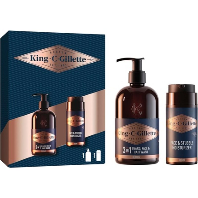 King C Gillette Perfect Beard Care Kit with 3-in-1 Beard, Face, and Hair Wash