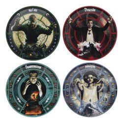 UNIVERSAL MONSTERS - 4 Dessous de Verres Gravés en Métal