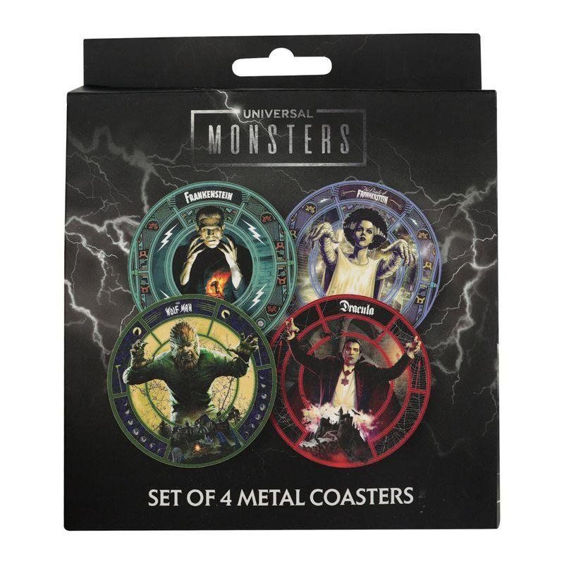UNIVERSAL MONSTERS - 4 Dessous de Verres Gravés en Métal