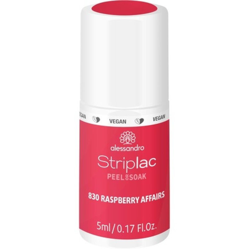 Alessandro Striplac Peel or Soak Sweet Sorbets Raspberry Affairs Vegan LED Nail Polish in Red Pink 5ml