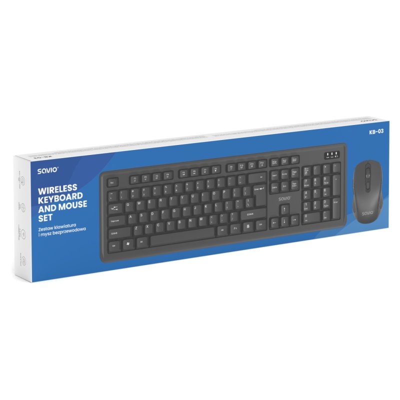 Savio KB-03 clavier Souris incluse maison/bureau USB QWERTY Anglais américain Noir