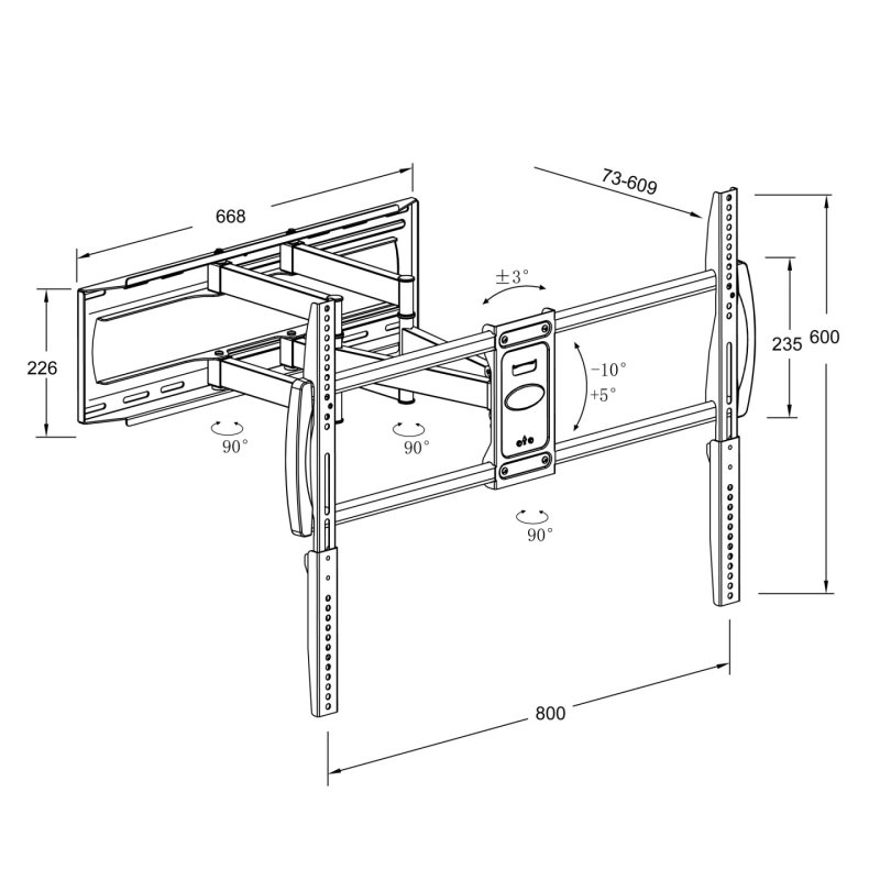 Montis Uchwyt TV „DENALI” 37"- 105" MT162 2,67 m (105") Noir