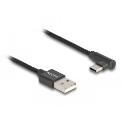 DeLOCK Câble USB 2.0 Type-A mâle à USB Type-C mâle coudé 0,5 m noir