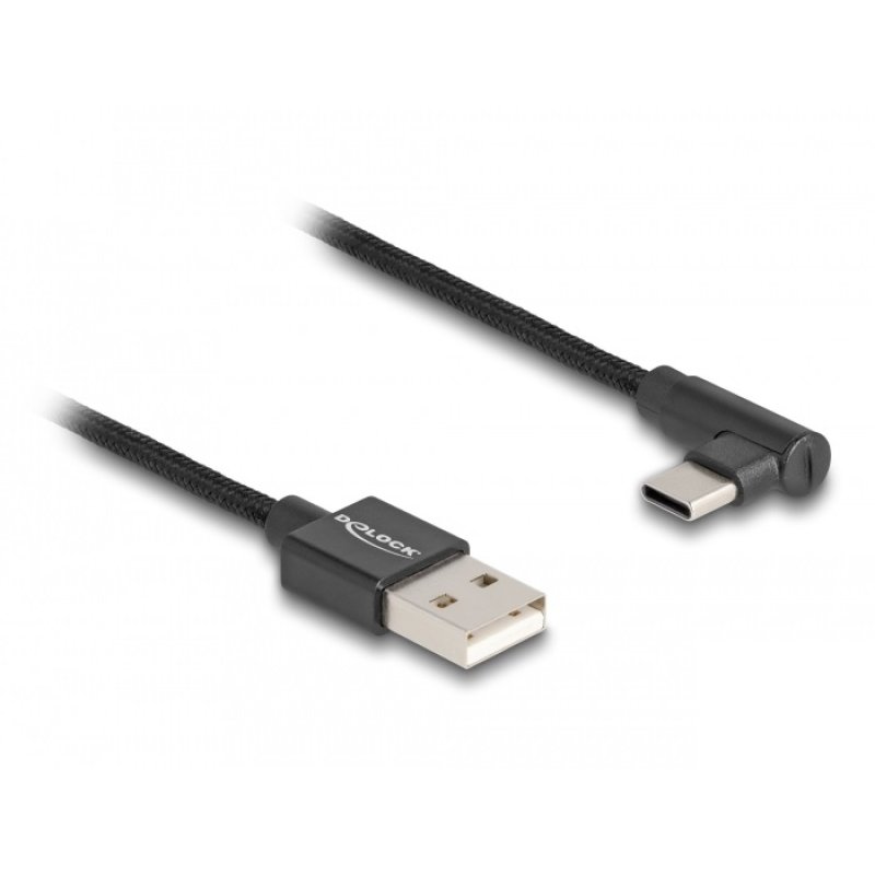 DeLOCK USB 2.0 Cable Type-A male to USB Type-C male angled 0.5 m black