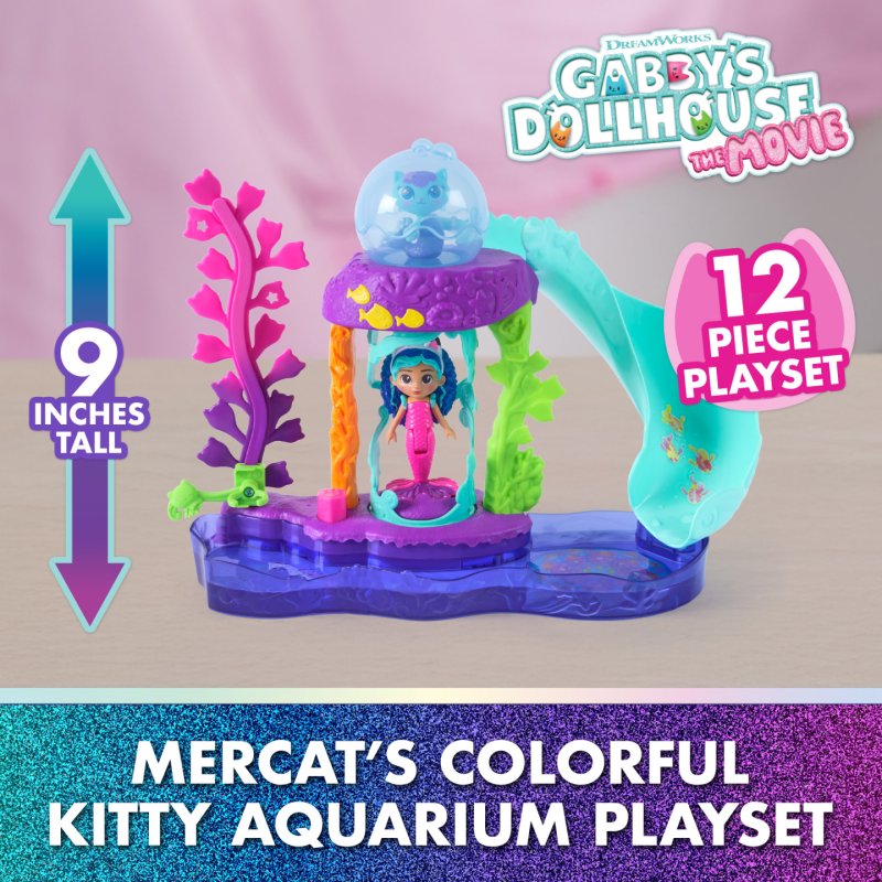 Gabby's Dollhouse : The Movie, Coffret Aquarium coloré de MerCat, avec figurines et accessoires pour maison de