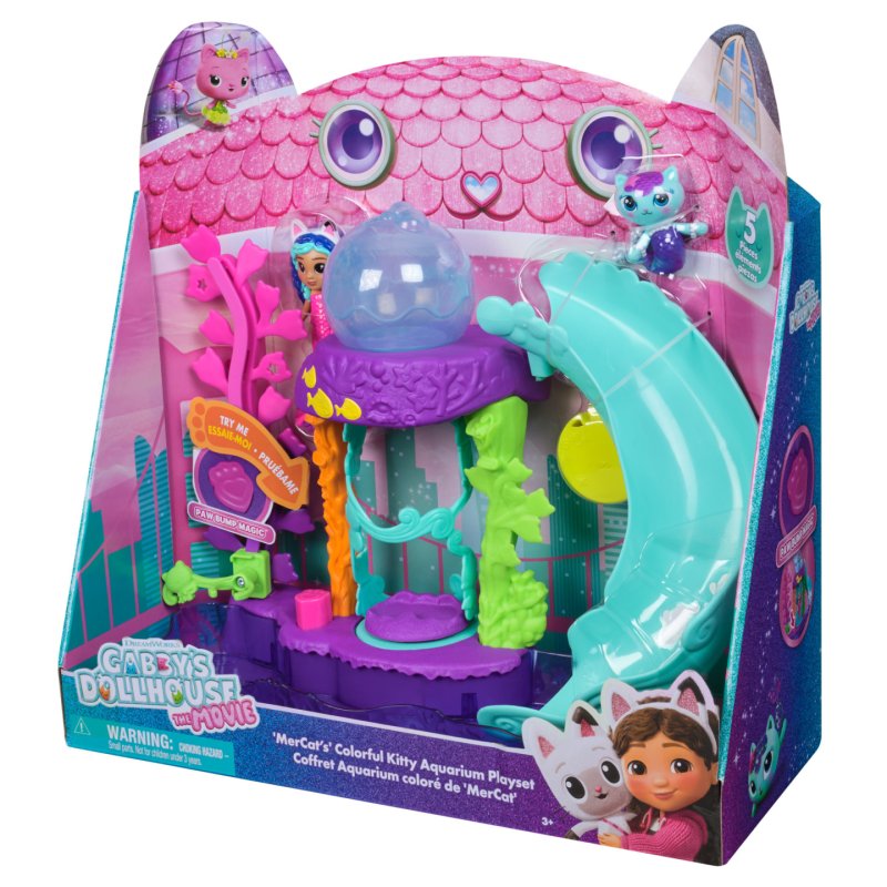 Gabby's Dollhouse : The Movie, MerCat's Colorful Kitty Aquarium Playset with Figures & Dollhouse Accessories, Kids Toys