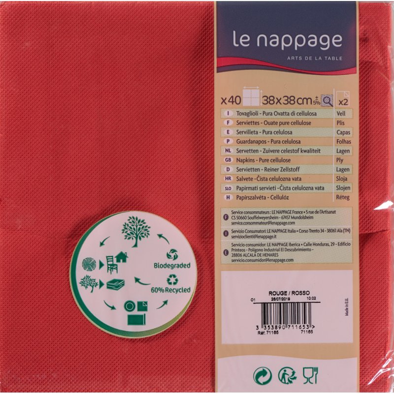 Le Nappage 3353890711653 paper napkins Cellulose Red 40 pc(s)