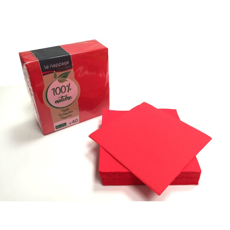 Le Nappage Tex-Touch Red FSC Certified Paper Napkins 40 Large Serviettes 38cm x 38cm