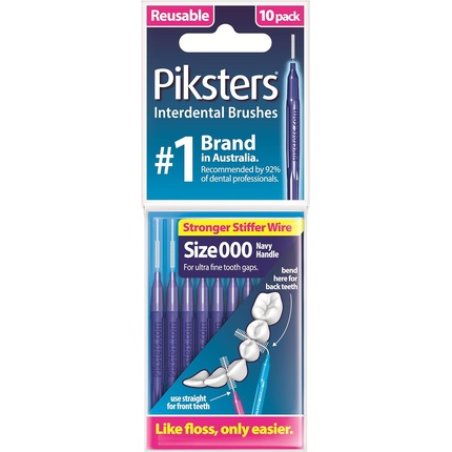 Piksters 0.55mm Interdental Brushes Size 000 Navy Blue - Pack of 10