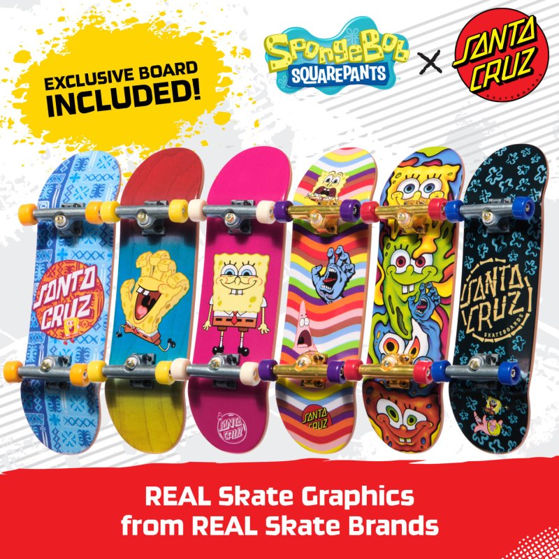 Tech Deck , Spongebob Sk8shop Fingerboard Bonus Pack, Mini-skateboards personnalisables à collectionner, jouets pour