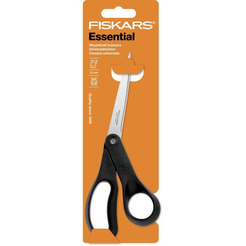 Fiskars 1023817 ciseaux à bouts ronds Universel Découpe droite Noir, Acier inoxydable