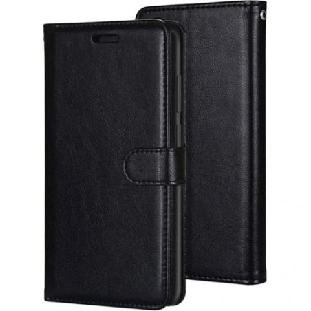 DLH ETUI FOLIO NOIR PORTE CARTES AVEC RABAT POUR SAMSUNG GALAXY A21s