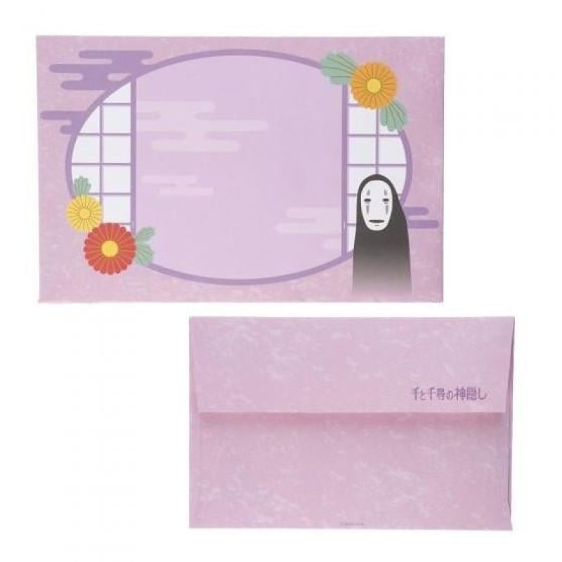 LE VOYAGE DE CHIHIRO - No Face avec fleur - Eventail & Enveloppe