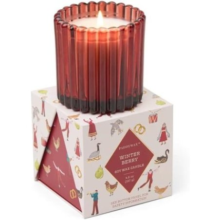 Paddywax Christmas Ribbed Glass Candle Winter Berry