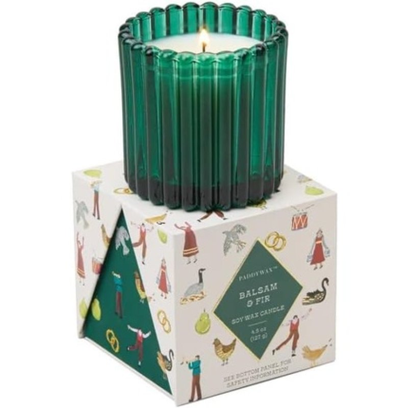 Paddywax Christmas Ribbed Glass Candle Balsam & Fir
