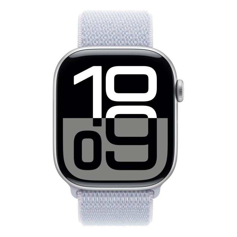 Apple Watch Series 10 GPS 46mm Silver Aluminium Case with Sport Loop - Blue Cloud