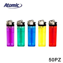 Atomic Transparent Colored Lighter Assorted Pack Of 50