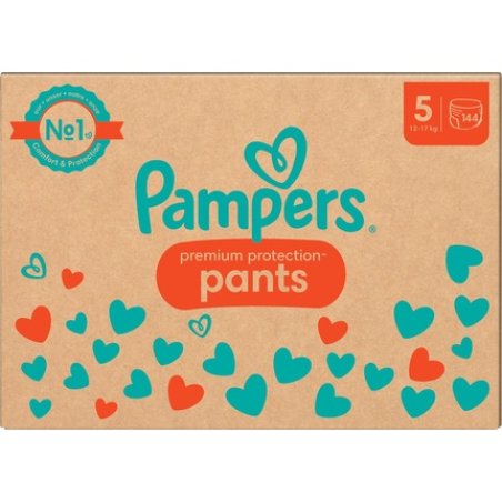 Pampers Baby Nappies Pants Size 5 Premium Protection Junior 144 Nappies - Monthly Box