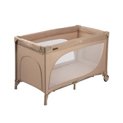 Babytrold - Travel cot with opening and wheels - Khaki - 124 x 65 x 75 cm