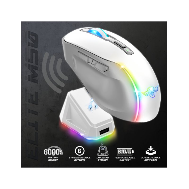 Souris sans fil Spirit of Gamer Elite M50 RGB (Blanc)