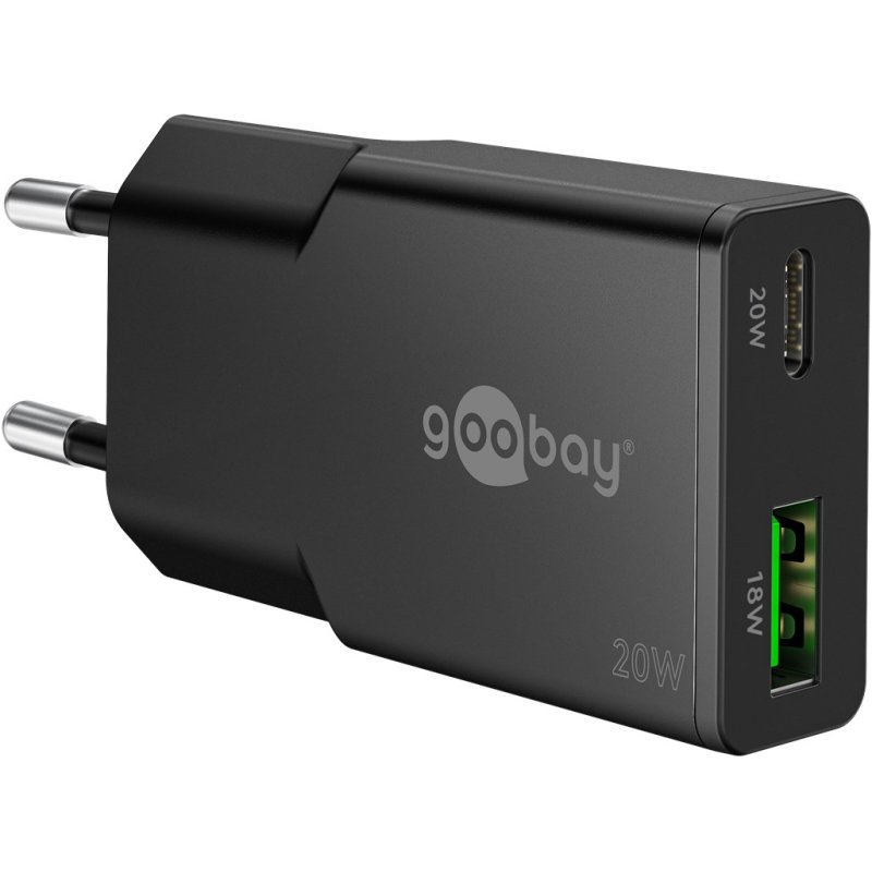 Goobay USB-C™ PD GaN Dual-Schnellladegerät Slim (20 W) schwarz