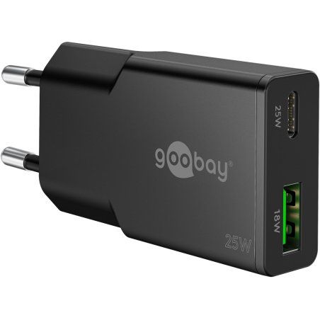 Goobay USB-C™ PD GaN Dual-Schnellladegerät Slim (25 W) schwarz
