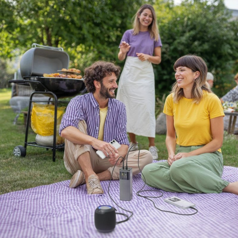 Hama High Power 200W 24000mAh Power Pack, 2x USB-C, USB-A, Fast Charging, Colour Display