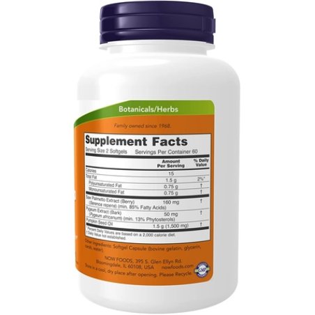 NOW Pygeum & Saw Palmetto with Pumpkin Seed Oil Men's Health 120 Softgels