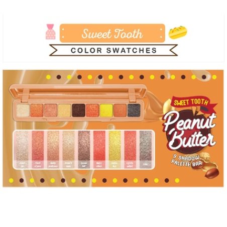 Sweet Tooth 9 Shadow Palette Bar Eye Shimmer with Mirror & Zipper Bag Peanut Butter