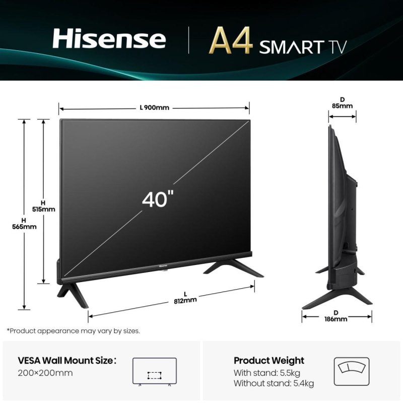 TV HISENSE LED 40A4Q 40? FHD SMART TV DOLBY DTS HD ALTO CONTRASTE MODO JUEGO
