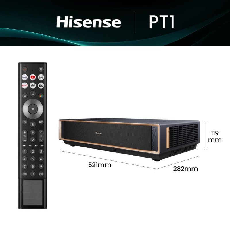 Hisense PT1 Projecteur à focale ultra courte 2500 ANSI lumens DLP UHD 4K (3840x2160) Compatibilité 3D Noir