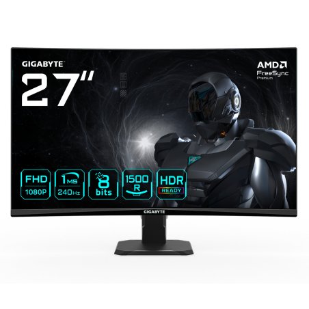 GIGABYTE GS27FC2 Moniteur Gaming Incurvé 27" FHD - 1920 x 1080, 240Hz, 1ms, 350 cd/m², HDR Ready, HDMI 2.0,