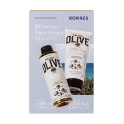 KORRES OLIVE & SEA SALT Body Care Set with Shower Gel 250ml and Body Milk 200ml - Olive Sea Salt Scent - Vegan