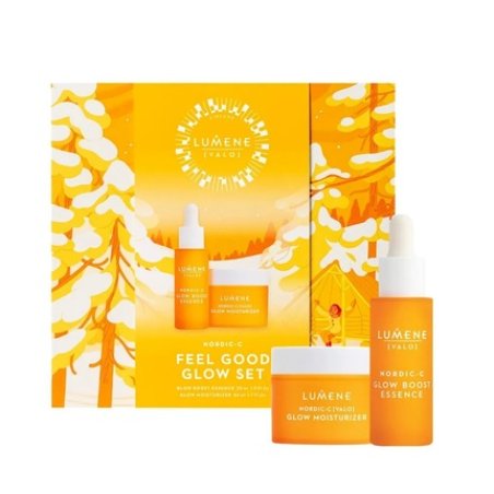 Lumene Nordicc Feel Good Glow Gift Set Glow Boost Essence 30ml Glow Moisturizer 50ml
