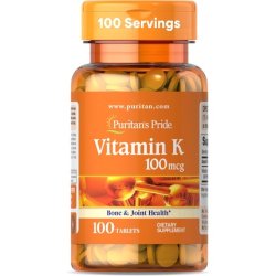 Puritan's Pride Premium Vitamin K 100mcg Dietary Supplement for Bone and Joint Health