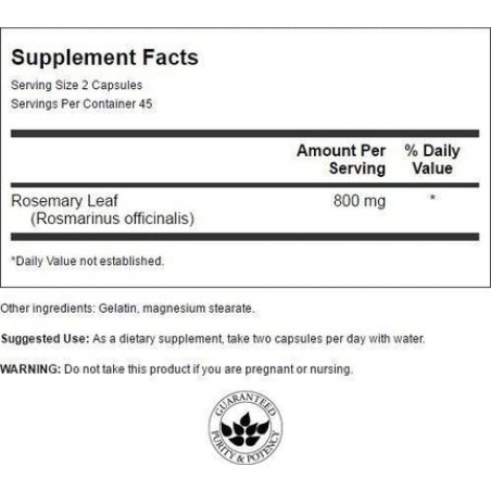 Swanson Full Spectrum Rosemary Herbal Supplement 90 Capsules 400mg