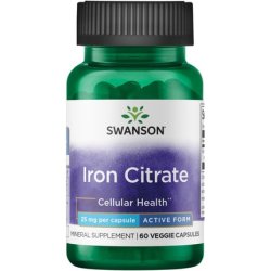 Swanson Iron Citrate 25mg 60 Veg Capsules