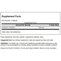 Swanson N-Acetyl L-Tyrosine Amino Acid Supplement Supporting Brain Health 60 Capsules 350mg