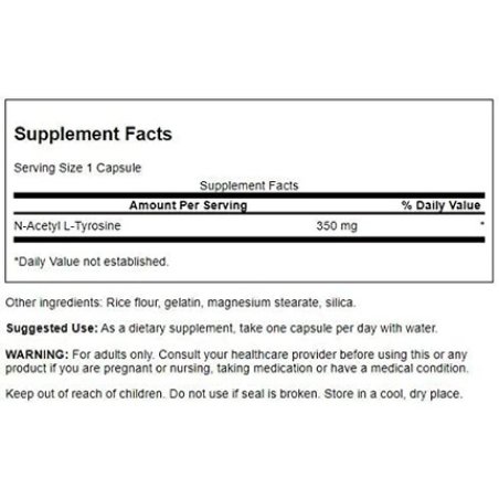 Swanson N-Acetyl L-Tyrosine Amino Acid Supplement Supporting Brain Health 60 Capsules 350mg