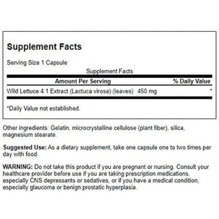 Swanson Wild Lettuce 450mg Herbal Supplement 60 Capsules