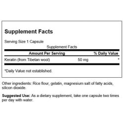 Swanson Keratin Natural Supplement Promoting Healthy Joints, Hair, Skin & Nails 60 Capsules 50mg