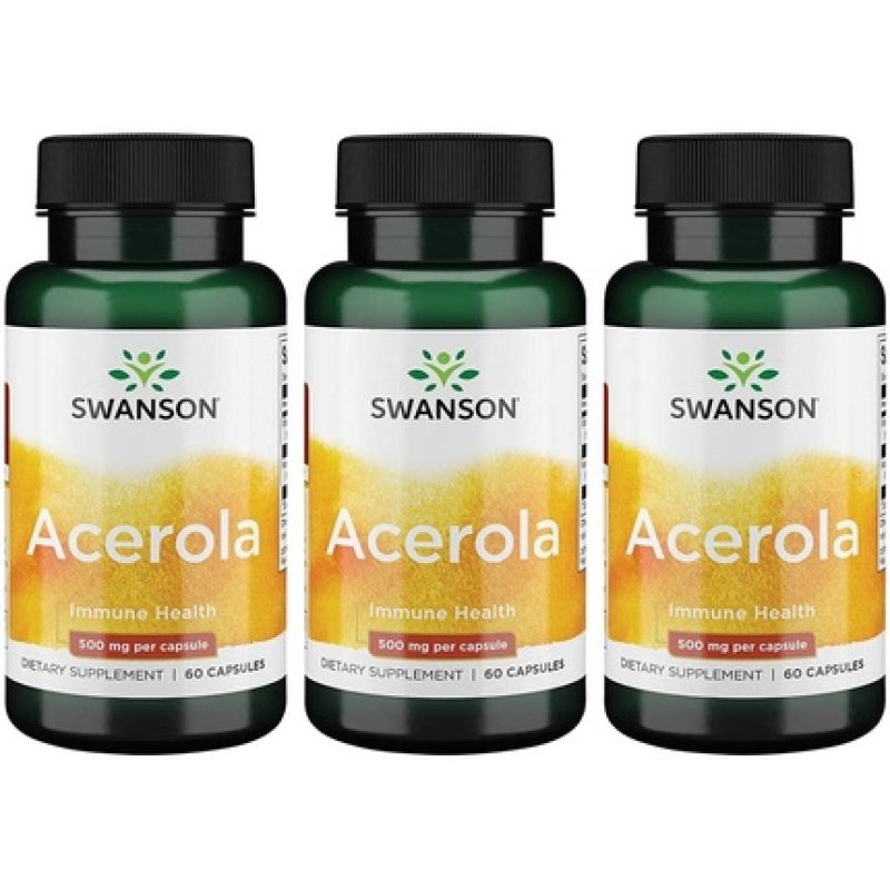 Swanson Acerola 500mg 60 Capsules - Pack of 3