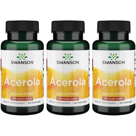 Swanson Acerola 500mg 60 Capsules - Pack of 3
