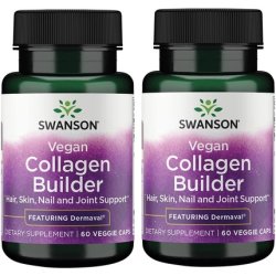 Swanson Vegan Collagen Builder Featuring Dermaval Hair Skin Nail Health 60 Veg Caps - Pack of 2