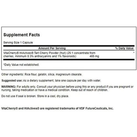 Swanson HiActives Tart Cherry Natural Supplement Supporting Joint Health 60 Capsules 465mg