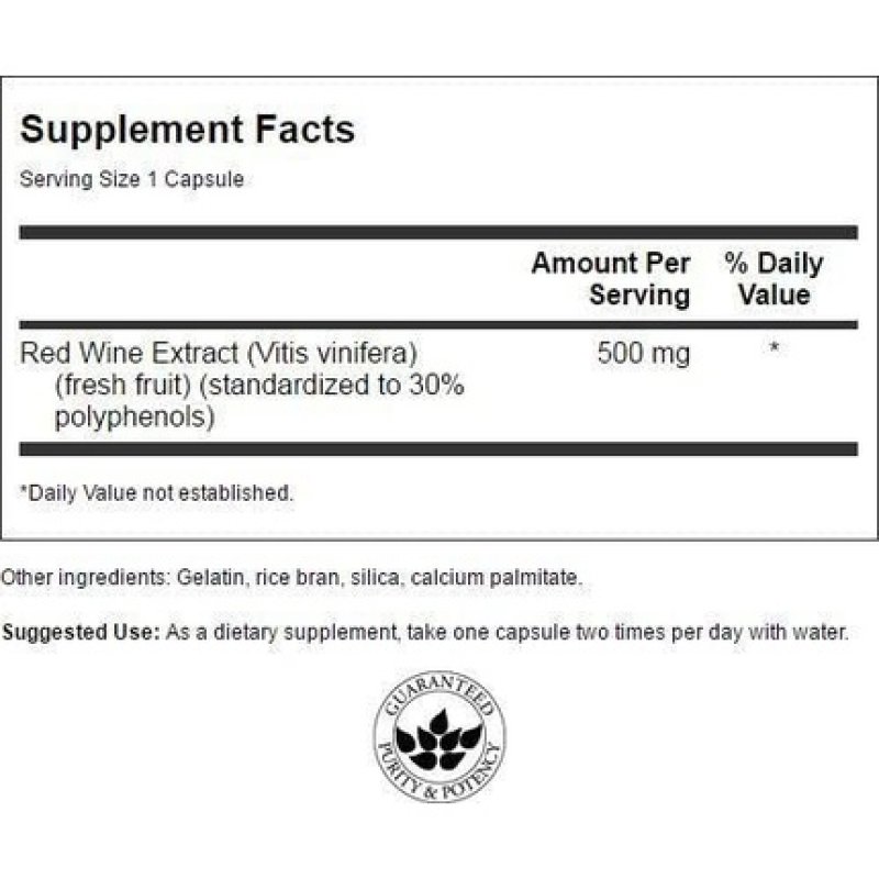 Swanson Superior Herbs Red Wine Extract 500mg 90 Capsules